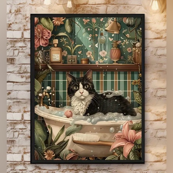 Canvas print of cat in bathroom art decor - Picture 2 of 5